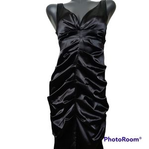Little black dress back and front rouched satiny material mini party